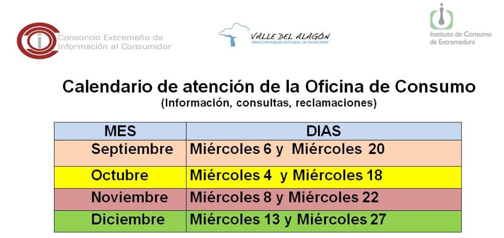 Imagen CALENDARIO OFICINA DE CONSUMO EN CALZADILLA